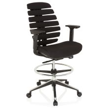 ERGO LINE II WORK Fabric - Counter chair Black