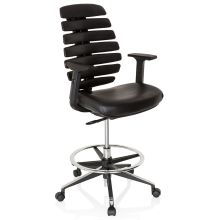 ERGO LINE II WORK | Leather - Counter chair Black