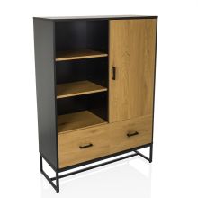 AMIO H - Office cabinet Black/Oak