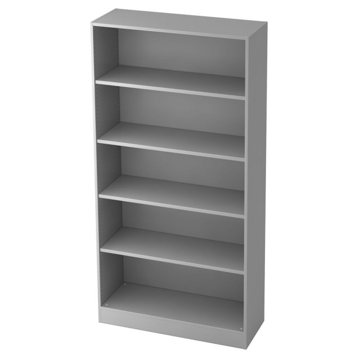 Dark grey multi-purpose shelving unit with numerous shelves against a white background